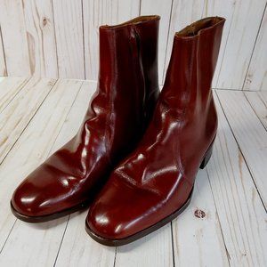 Florsheim Men’s Brown/Burgundy Leather Zip Ankle Boots Size 7 3E